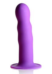 Squeeze-It Squeezable Wavy Silicone Dildo - Purple - 7.3in