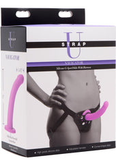 Strap U Navigator Silicone G-Spot 7in Dildo with Harness - Purple