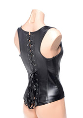 Strict Lace-Up Corset Vest and Thong