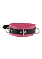 Strict Leather Deluxe Locking Collar - Black/Pink