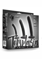 Temptasia Twist Silicone Dildo Kit - Black - Set Of 3