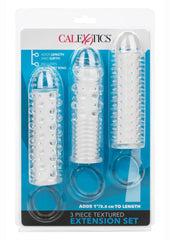 Textured Extension Set Penis Sleeves - Clear - 3 Piece