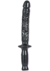 The Manhandler Dildo with Handle - Black - 10in