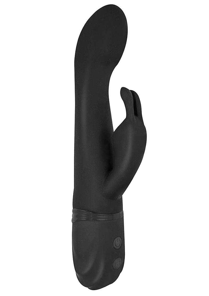 Vibes Of New York Rabbit Massager Rechargeable Silicone Vibrator - Black