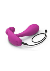 Witty Rechargeable Silicone Vibrator with Clitoral Stimulator - Sweet Orchid