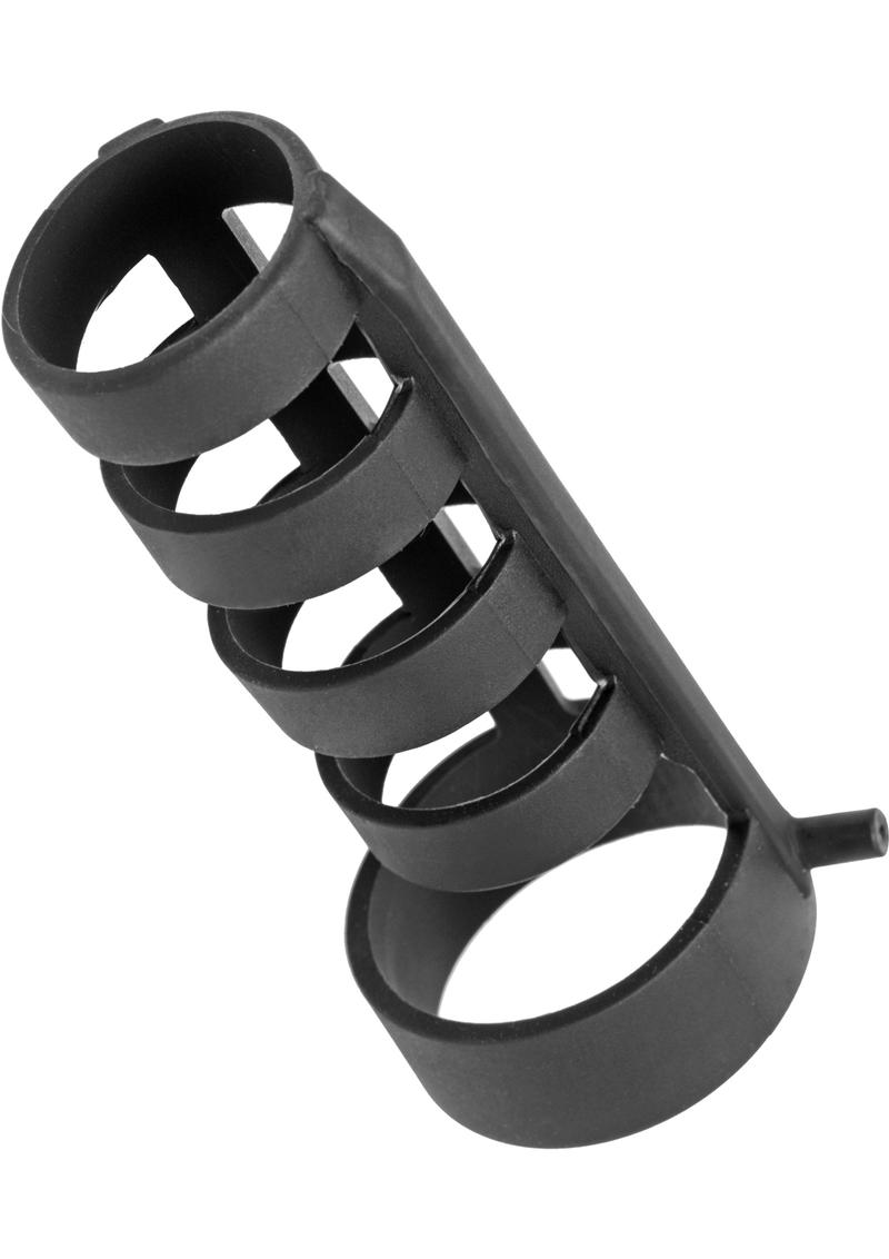 Zeus Electrosex Power Cage Silicone E-Stim Cock and Ball Sheath - Black