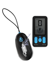 Zeus Vibrating and E-Stim Rechargeable Silicone Egg with Remote Control - Black